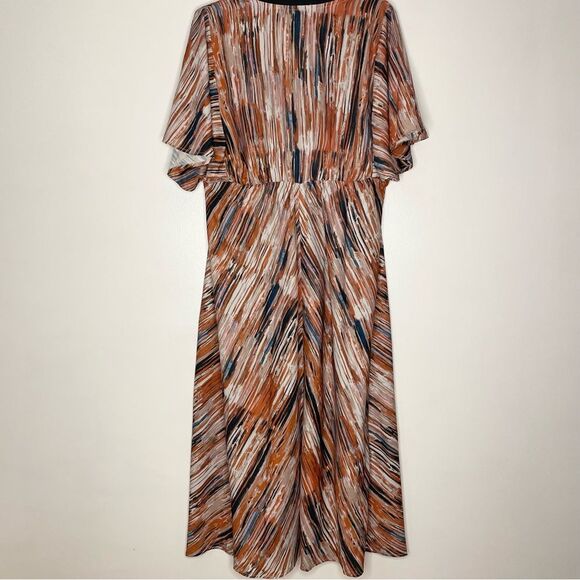 Soft Surroundings Dress Cyra Painted Stripe Print Brown Orange Size Petite PXL - Picture 7 of 10